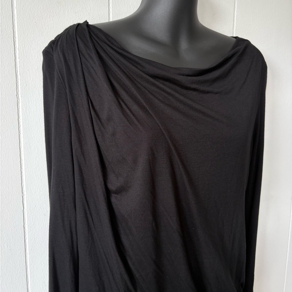 Helmut Lang Black Draped Long Sleeve Dress | Size Large - Picture 4 of 9